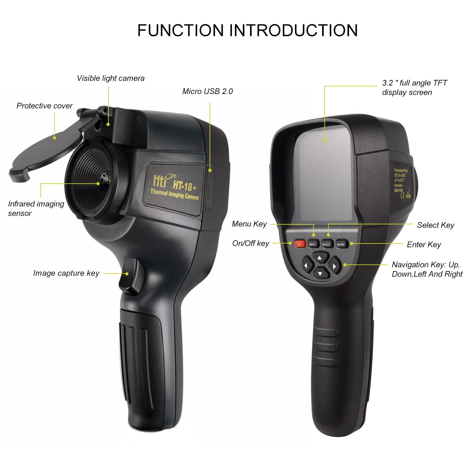 كاميرا حرارية محمولة HT-18 - د - مراجعة Handheld Thermal Camera 256X192 وسعره